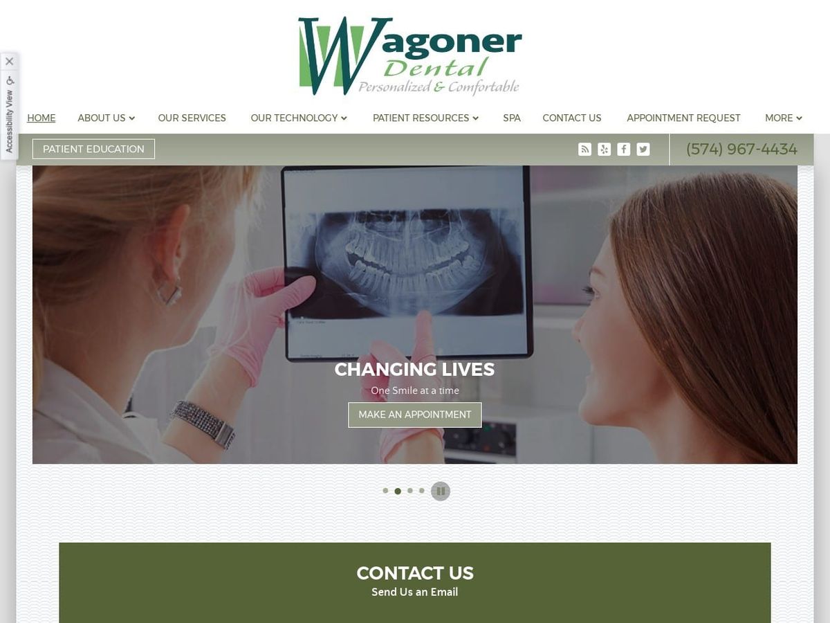 Drs. Wagoner Dentist Website Screenshot from wagonerdental.com