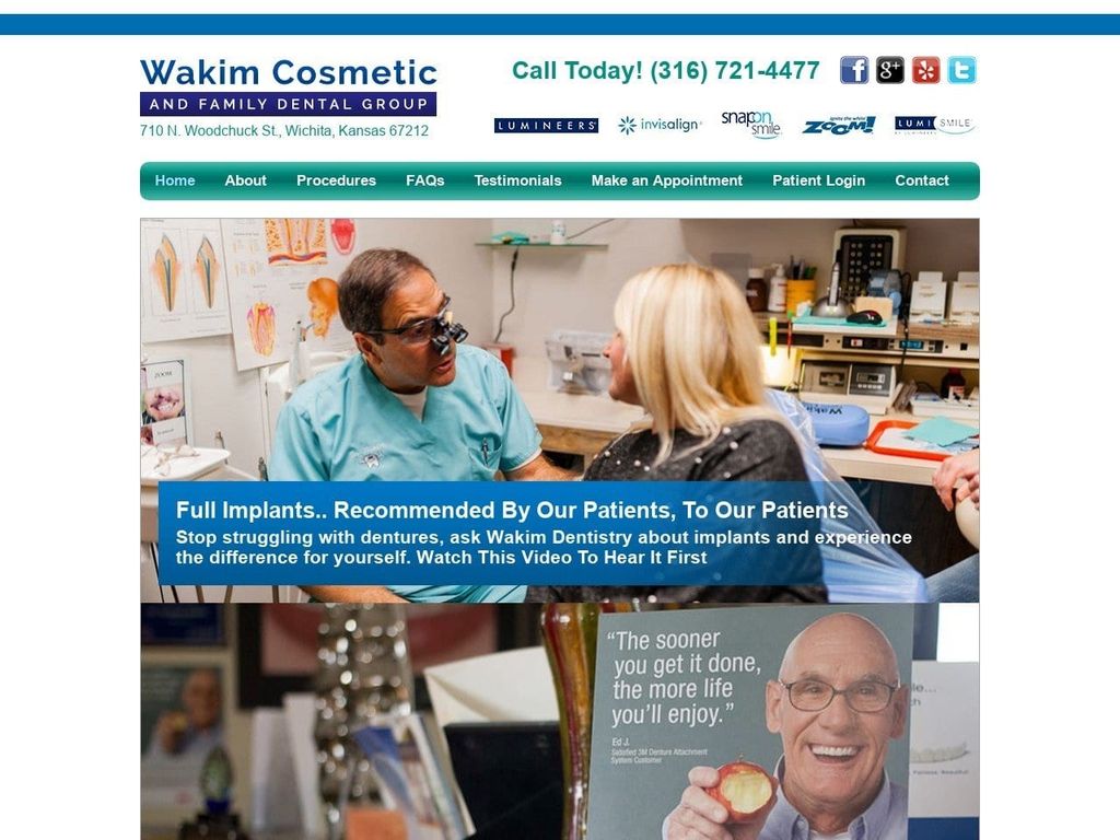 Wakim Cosmetic Dentist Website Screenshot from wakimdentistry.com