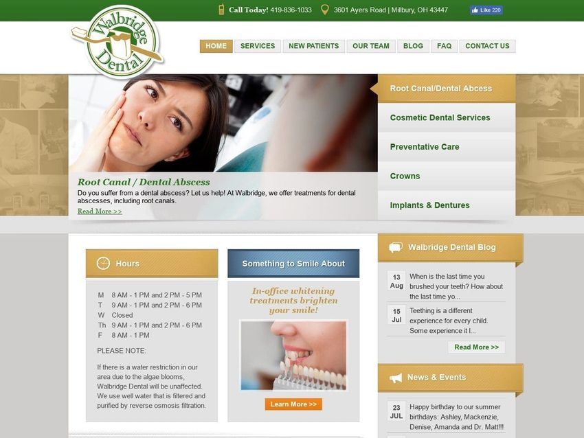 Walbridge Dental Associates Website Screenshot from walbridgedental.com