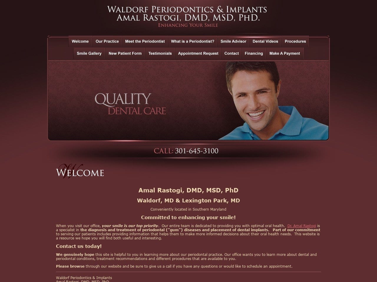 Waldorf Periodontics and Implants Website Screenshot from waldorfperiodontist.com