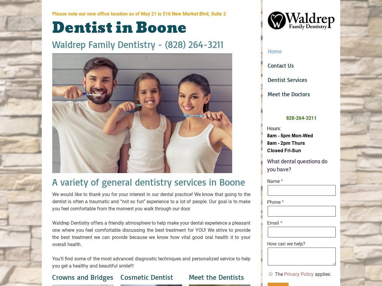 Waldrep Family Dentist Website Screenshot from waldrepfamilydentistry.com