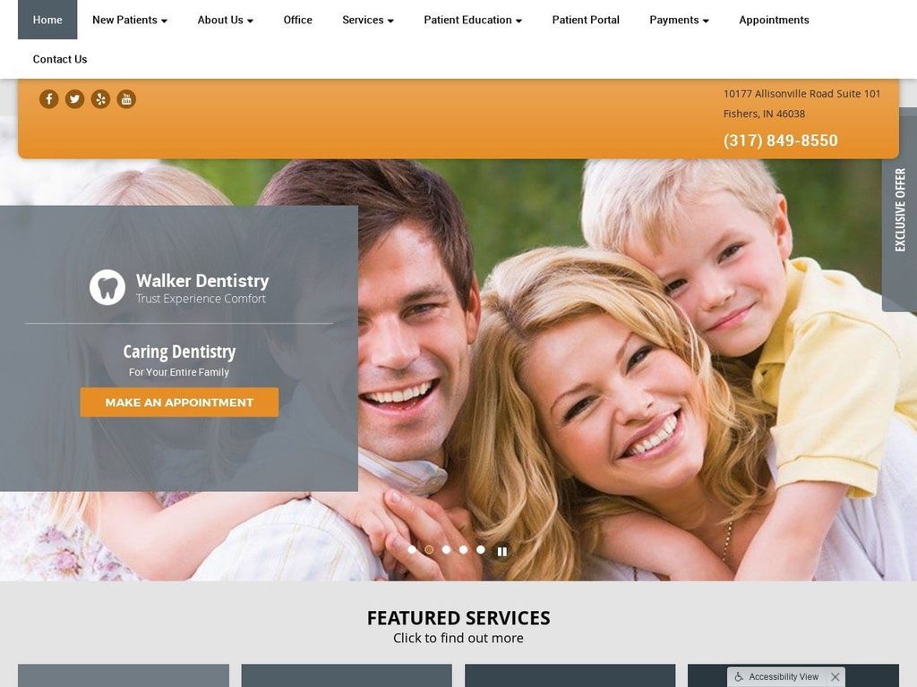 Walker Dentistry Website Screenshot from walkerdentistry.com