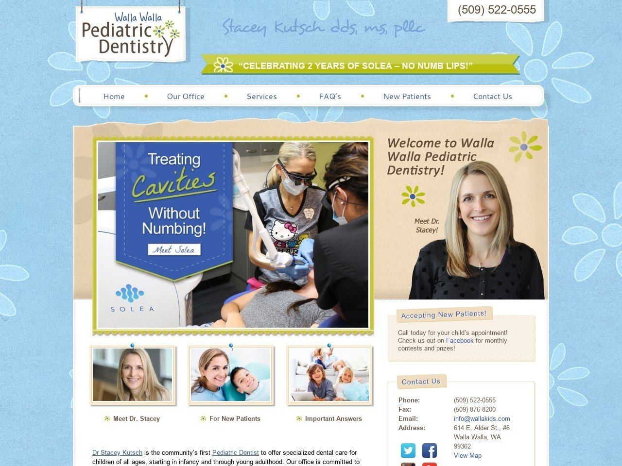 Walla Walla Pediatric Dentist Website Screenshot from wallakids.com