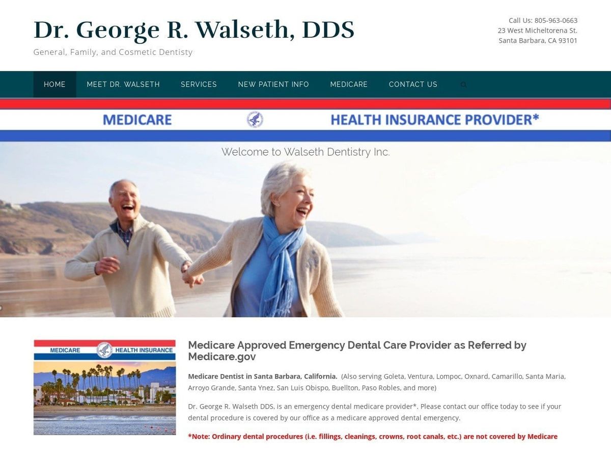 George R. Walseth DDS Website Screenshot from walsethdentistry.com