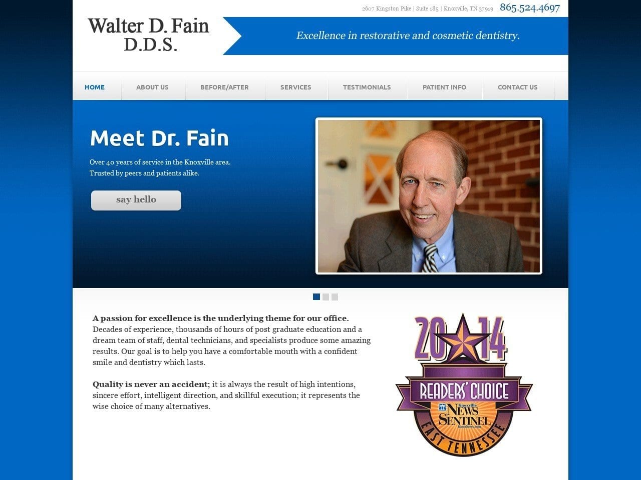 Fain Walter D DDS Website Screenshot from walterfaindds.com