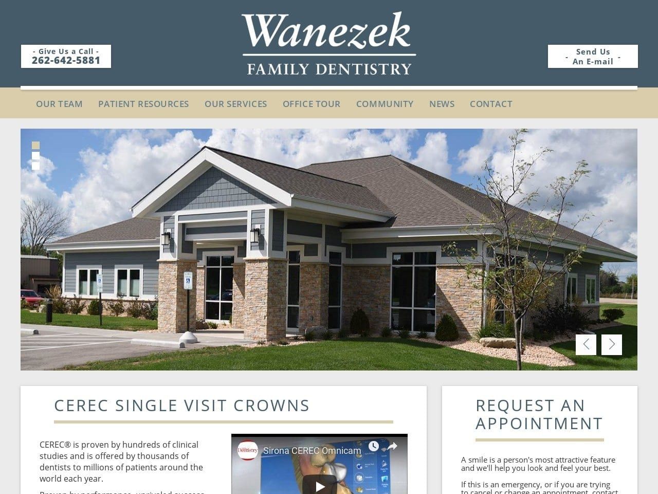 Wanezek Family Dentist Website Screenshot from wanezekfamilydentistry.com