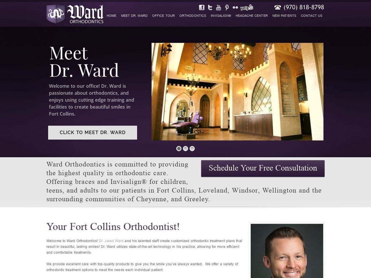 Ward Orthodontics Website Screenshot from wardortho.com