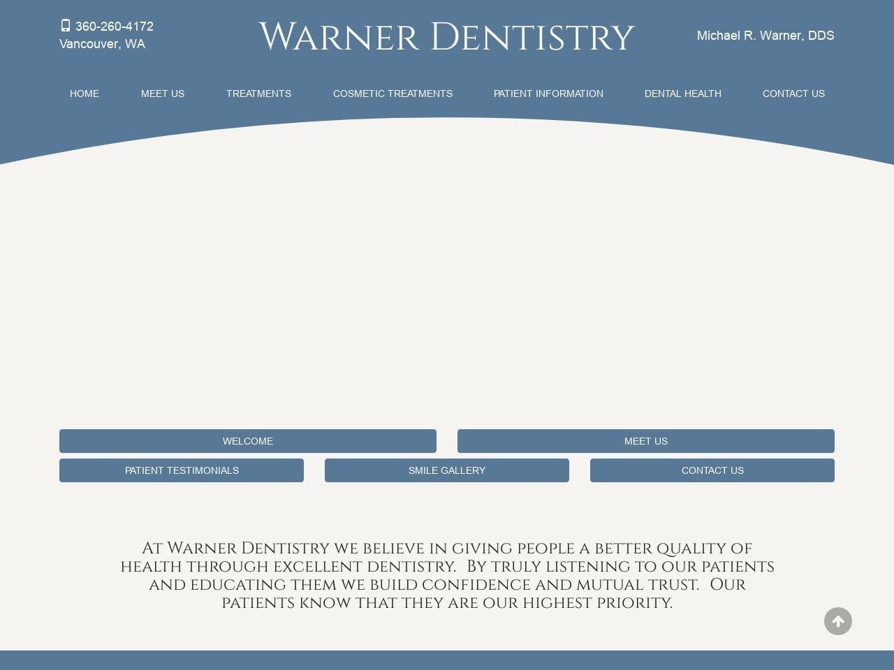 Warner Dentist Website Screenshot from warnerdentistry.com