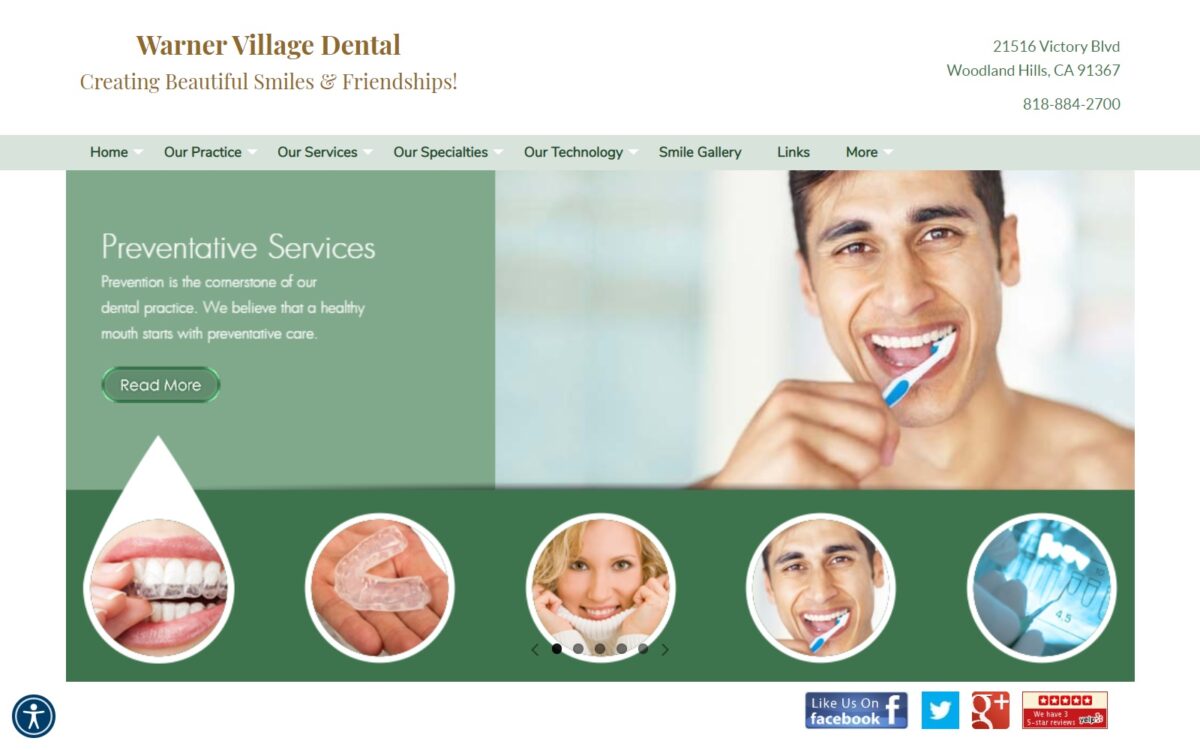 warnervillagedental.com screenshot