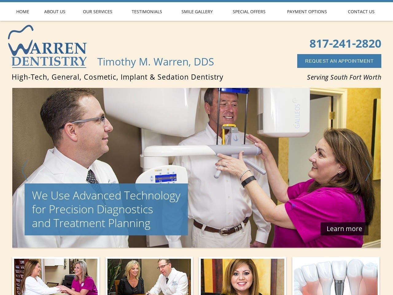 Warren Dentist Website Screenshot from warrendentistry.net