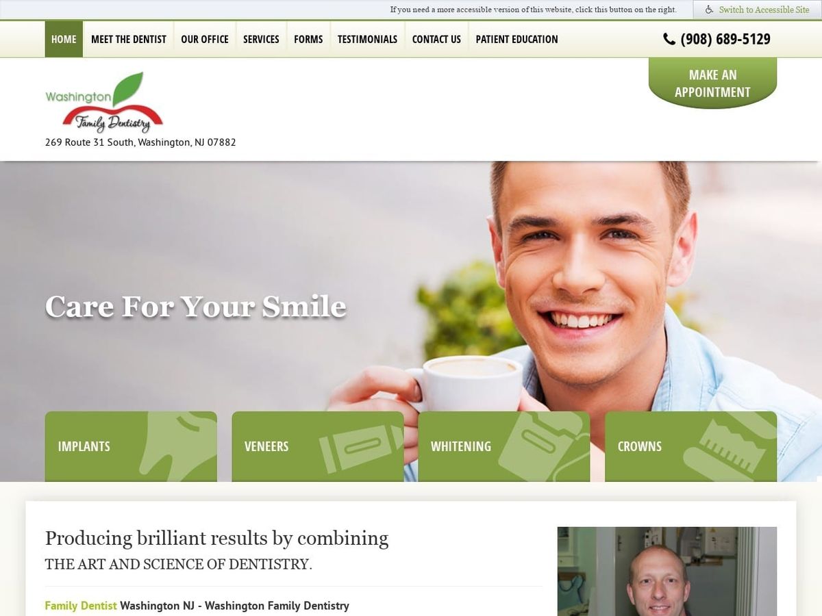 Washington Family Dentist Website Screenshot from washingtonfamilydentistry.com