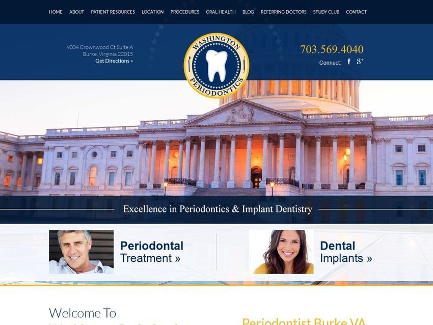 Washington Periodontics Website Screenshot from washingtonperio.com