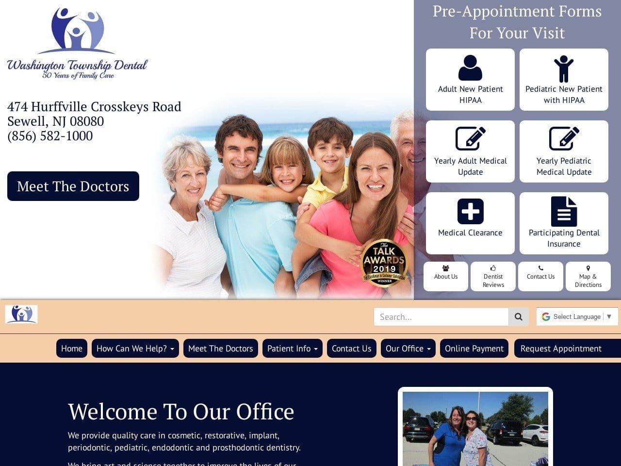Washington Township Dental Website Screenshot from washingtontownshipdental.com