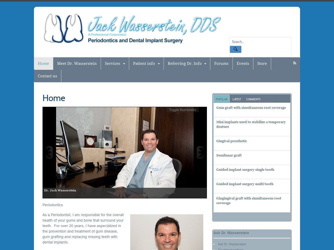 Jack E. Wasserstein DDS Inc. Website Screenshot from wasserstein.com