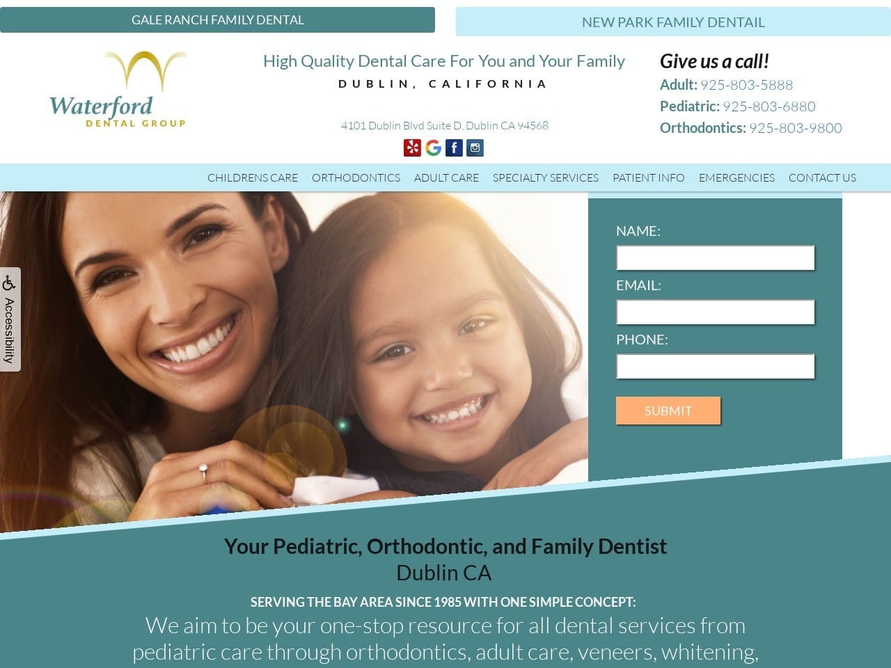 Waterford Orthodontist Dentist Website Screenshot from waterforddentalgroup.com