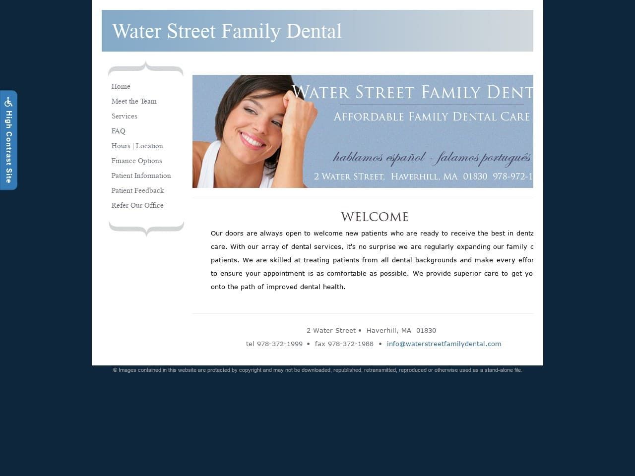 Water Street Family Dental Website Screenshot from waterstreetfamilydental.com