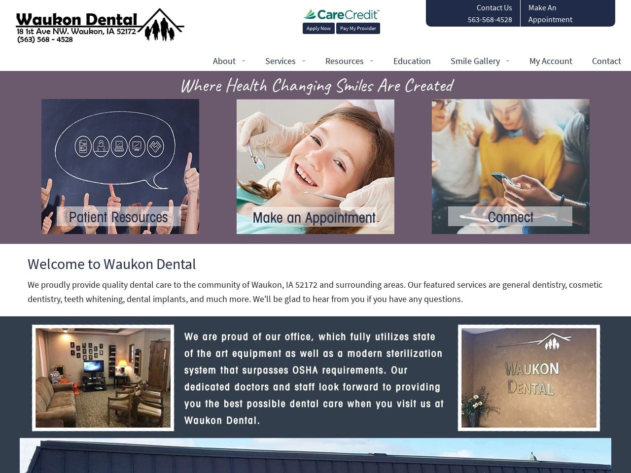 Waukon Dental Website Screenshot from waukondental.com