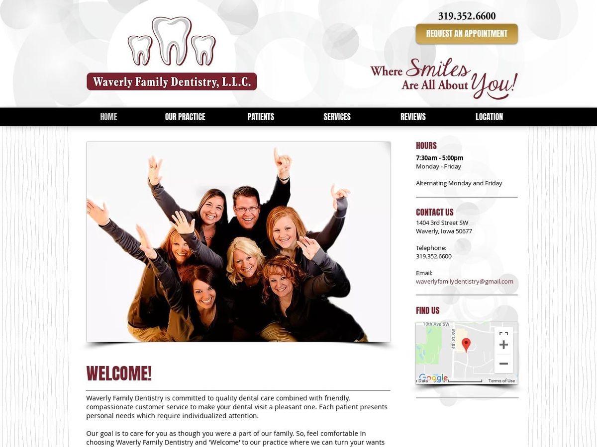 Waverly Family Dentist Website Screenshot from waverlyfamilydentistry.com