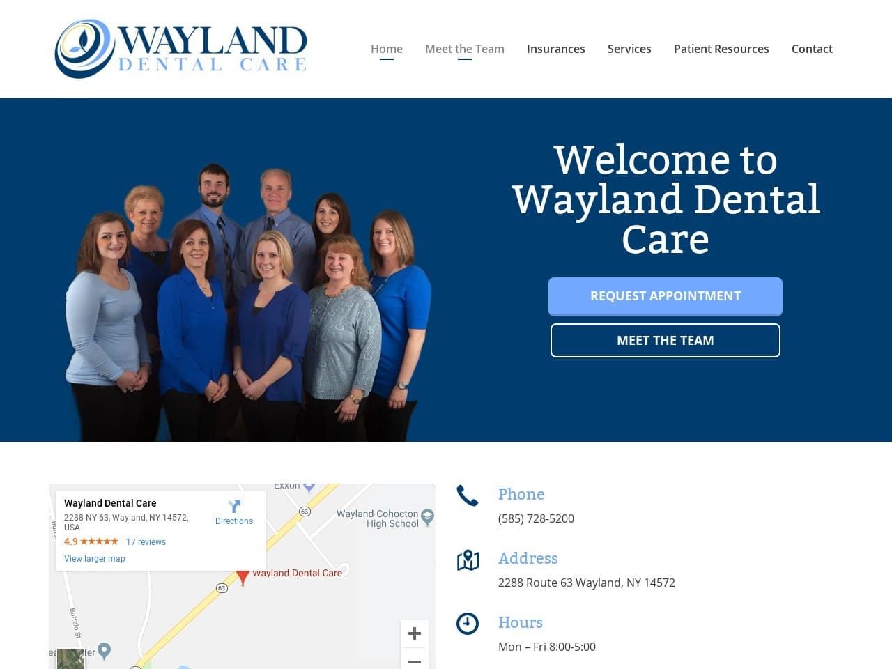 Wayland Dental Care Website Screenshot from waylanddentalcare.com