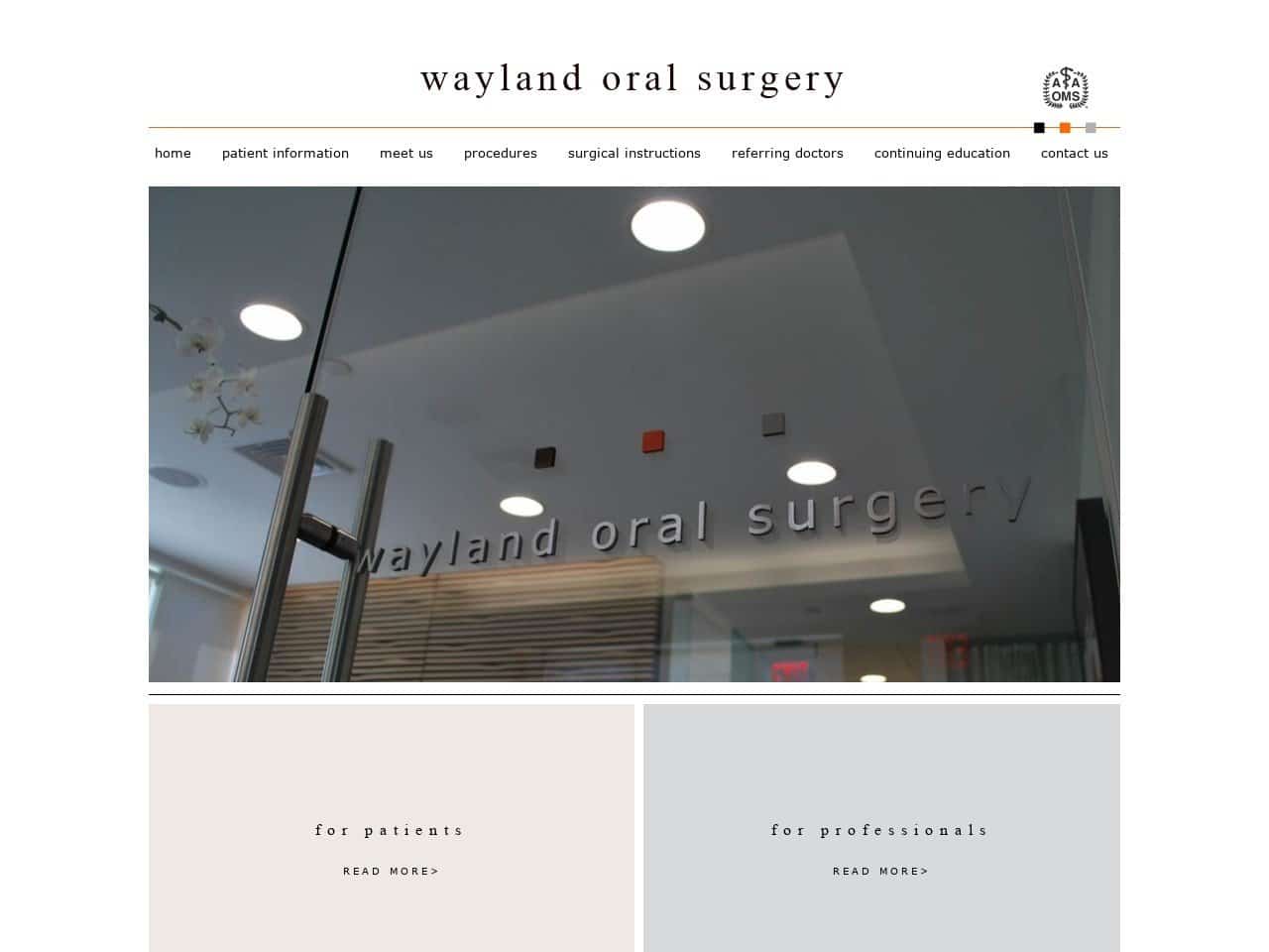 Wayland Oral Surgery PC Website Screenshot from waylandoralsurgery.com