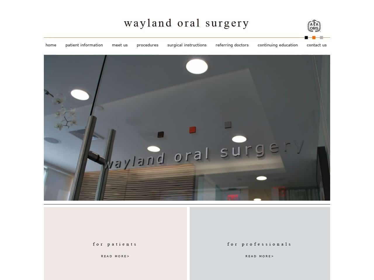 Wayland Oral Surgery PC Website Screenshot from waylandoralsurgery.com
