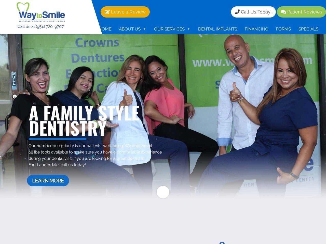 Way To Smile Dental Website Screenshot from waytosmile.com