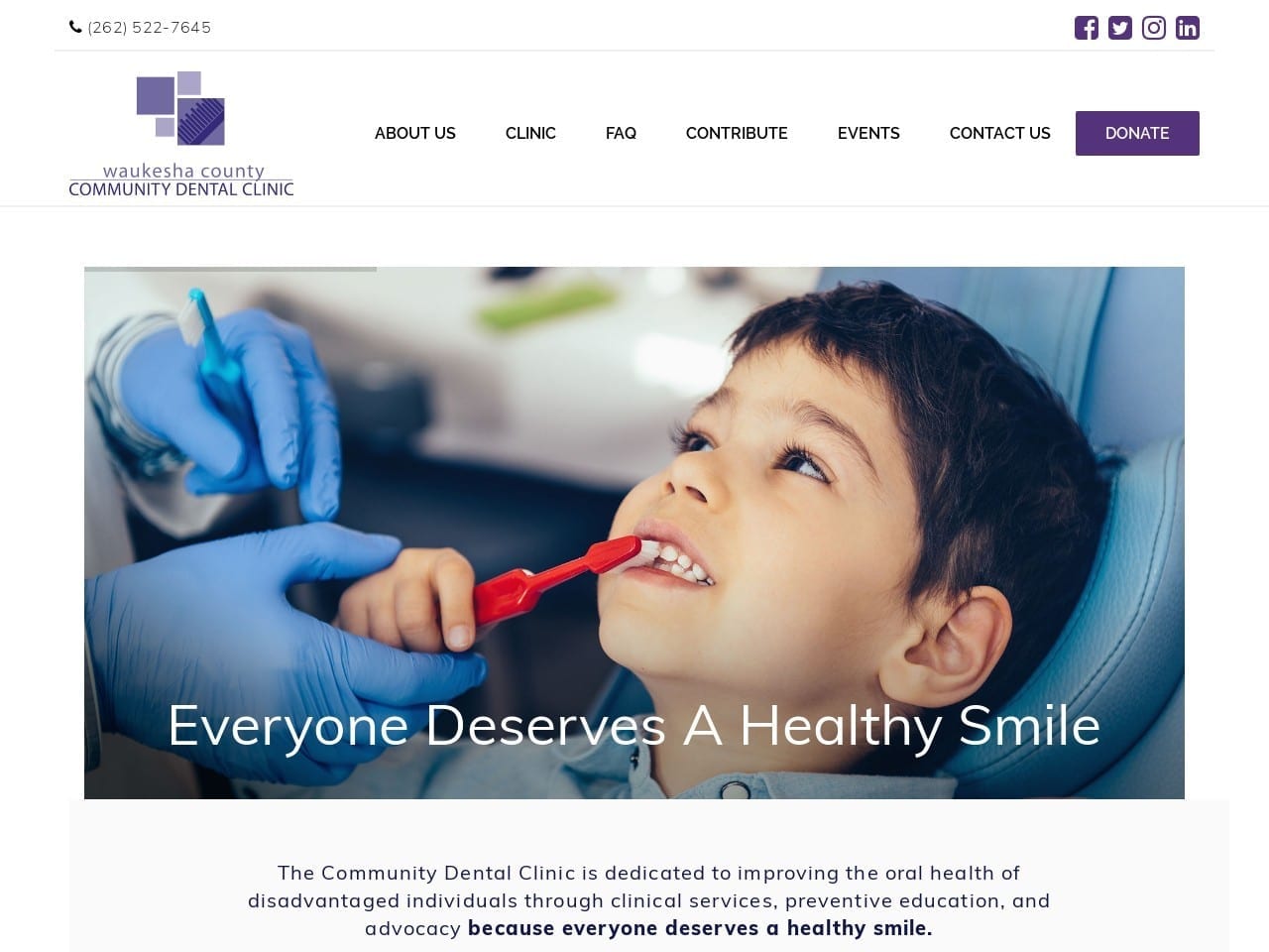 Waukesha County Community Dental Clinic Website Screenshot from wccdentalclinic.org