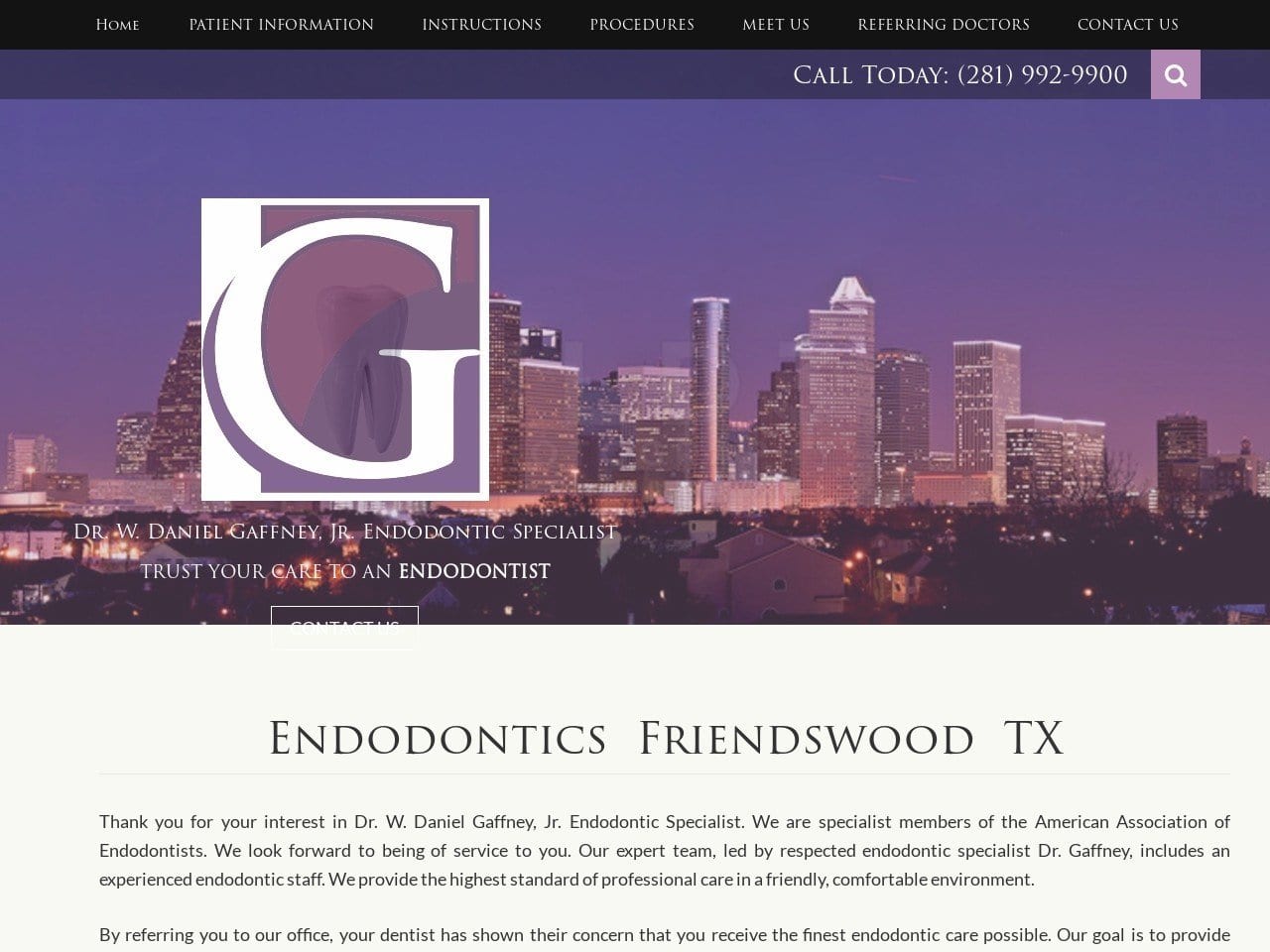 Dr. Walter D. Gaffney Jr DDS Website Screenshot from wdgaffneyendodontics.com