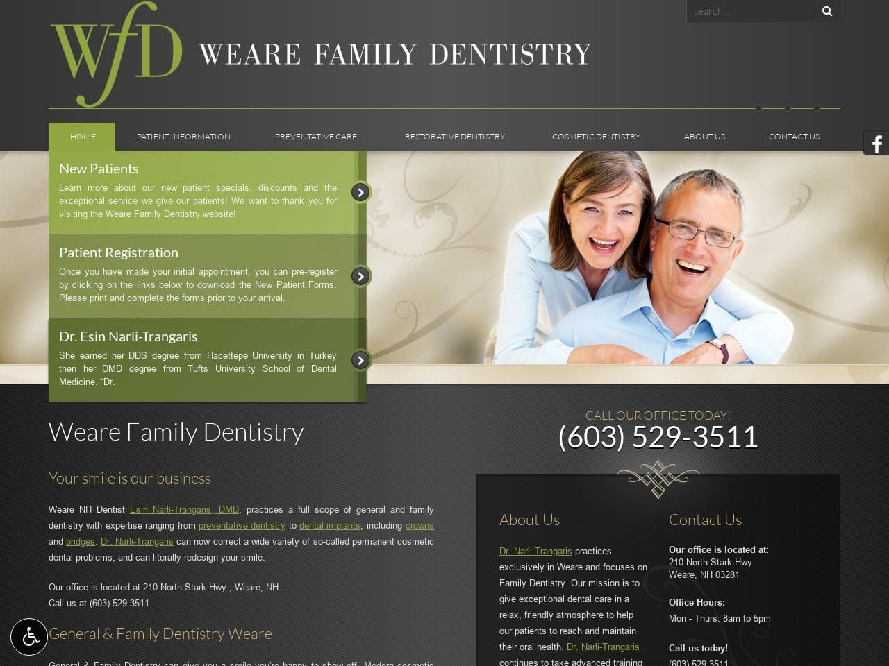 Weare Family Dentist Website Screenshot from wearefamdent.com