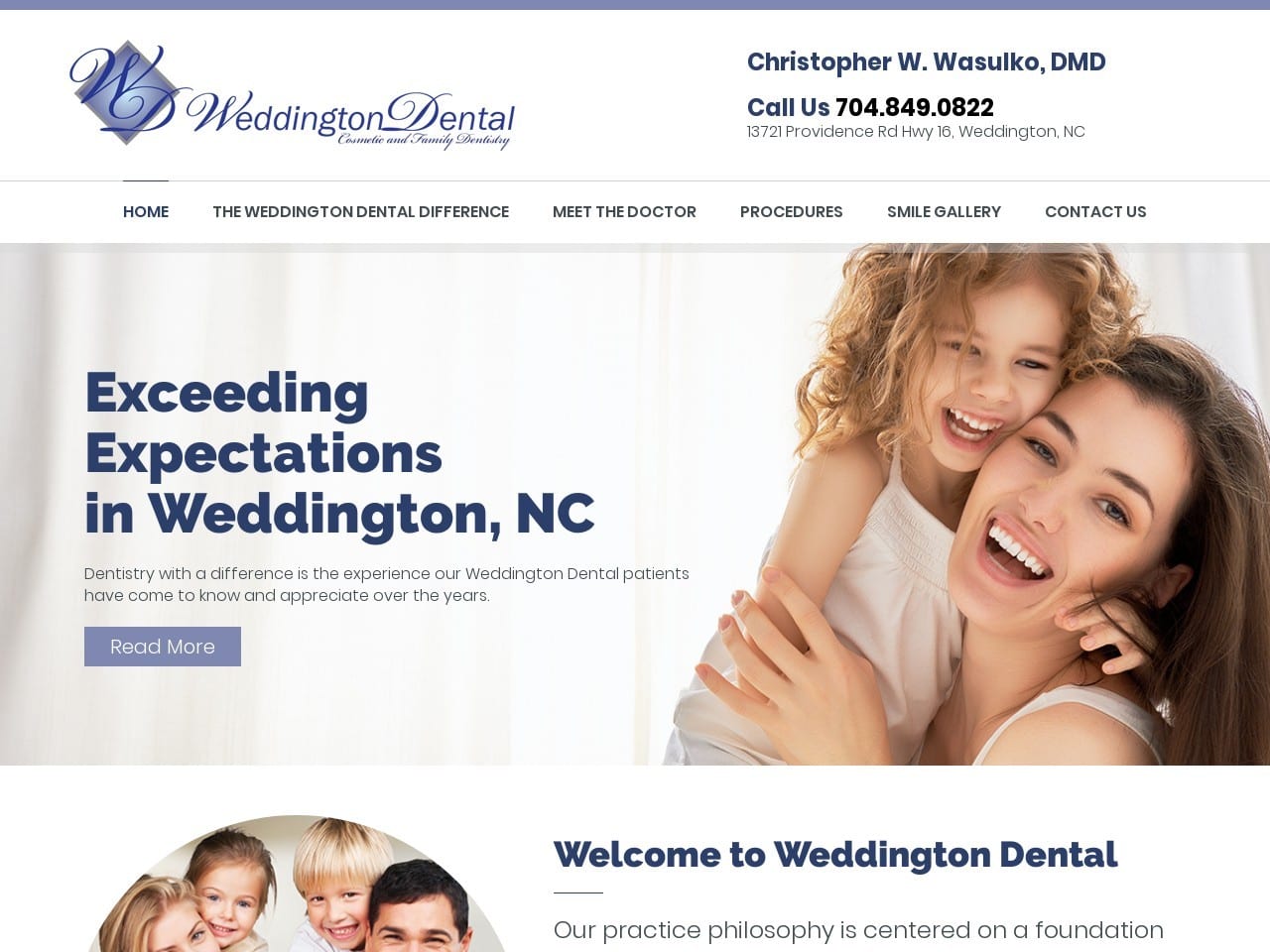 Christopher W. Wasulko D.M.D. Website Screenshot from weddingtondental.com