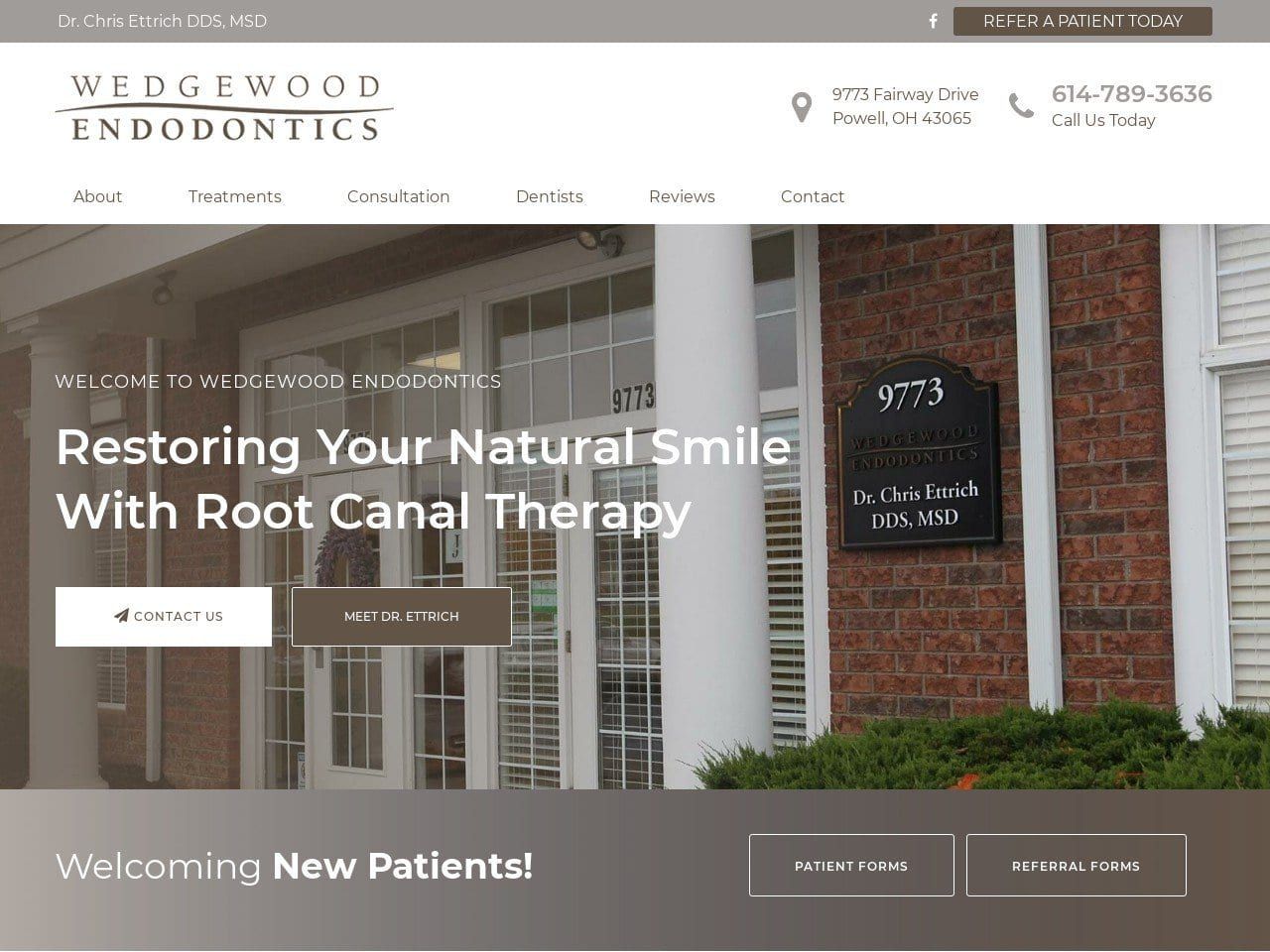 Wedgewood Endodontics Website Screenshot from wedgeendo.com