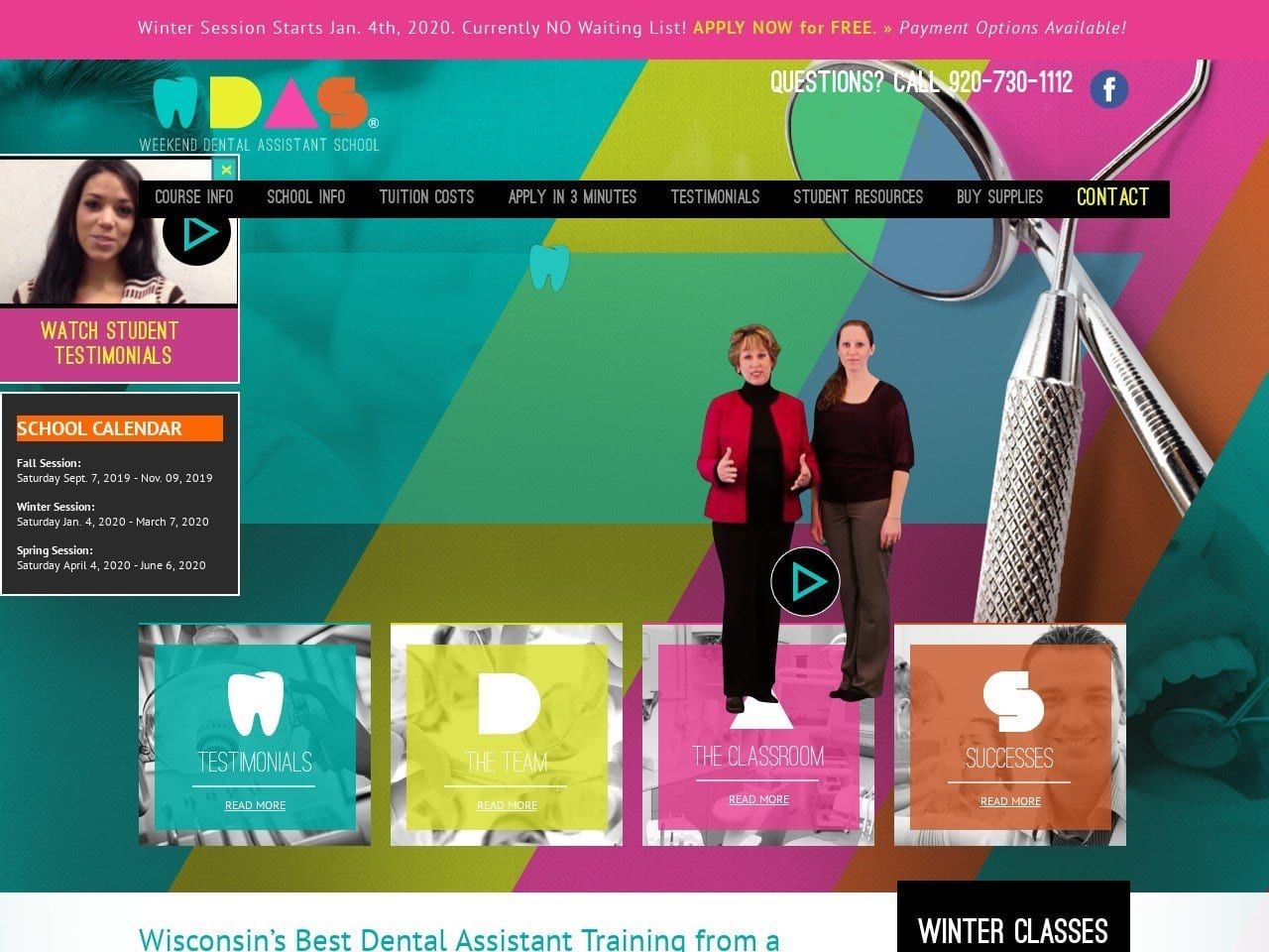 Weekend Dental Assistant School Website Screenshot from weekenddentalassistant.com