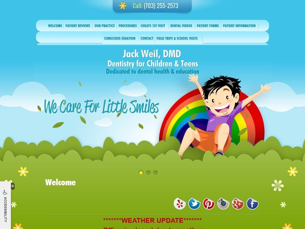 Jack Weil D.M.D. Dentist Website Screenshot from weilpediatricdentistry.com
