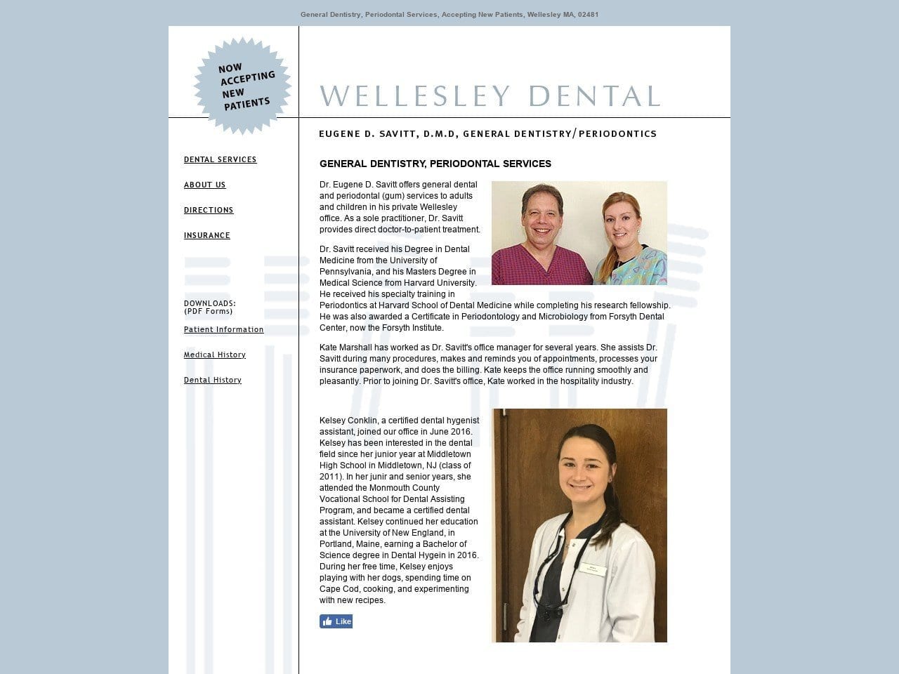 Eugene D. Savitt DMD Website Screenshot from wellesleydental.com