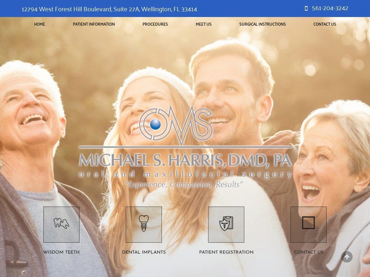Michael S. Harris DMD PA Website Screenshot from wellingtonoralsurgery.com