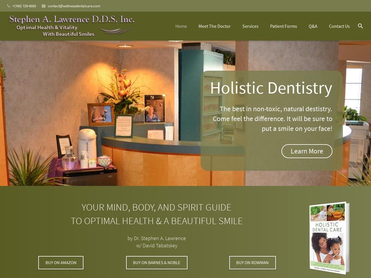 Stephen A. Lawrence Website Screenshot from wellnessdentalcare.com