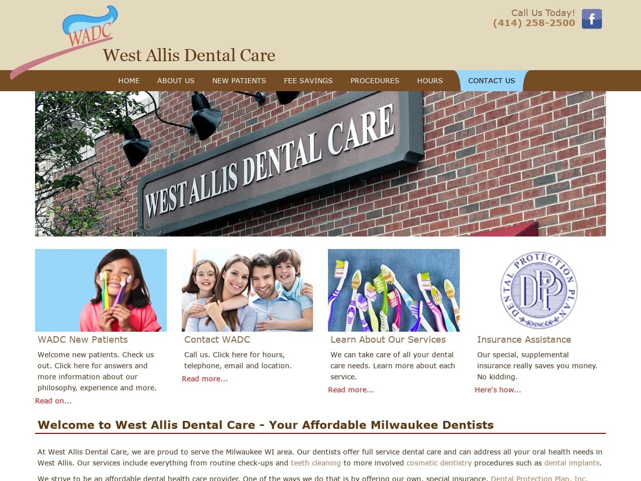 West Allis Dental Care Website Screenshot from westallisdentalcare.com