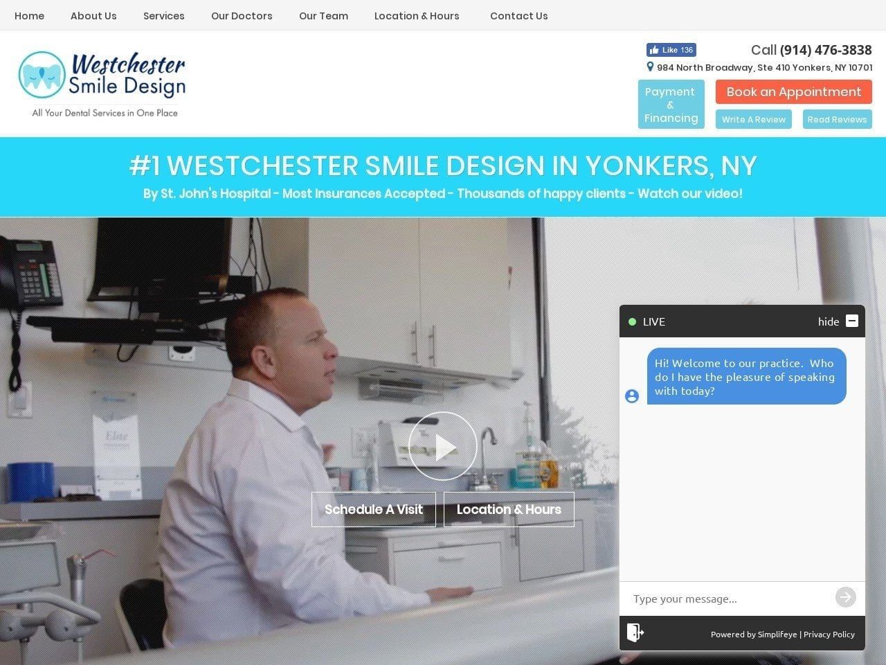 Westchester Smile Design Website Screenshot from westchestersmiledesign.com