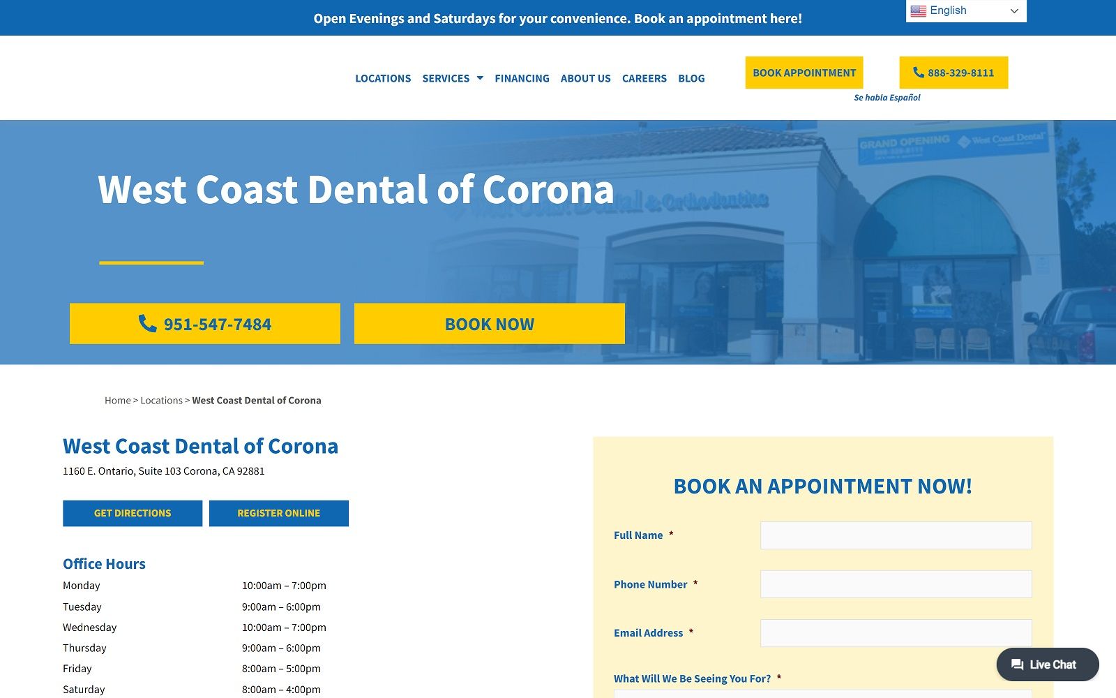 westcoastdental.com_locations_corona-screenshot