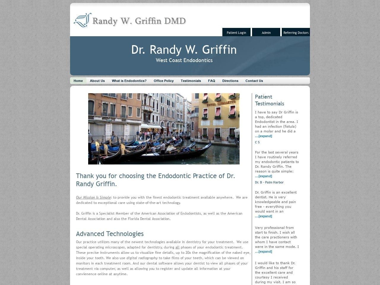 Randy W Griffin DMD PA Website Screenshot from westcoastendo.com