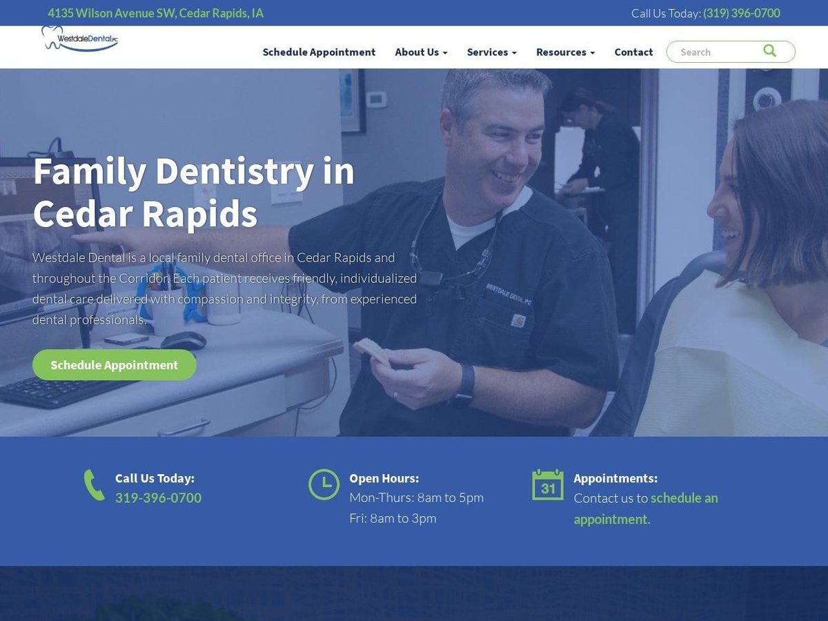 Westdale Dental Office Website Screenshot from westdaledentalcr.com