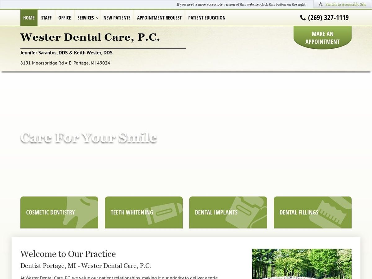 Wester Dental Care Website Screenshot from westerdentalcare.com