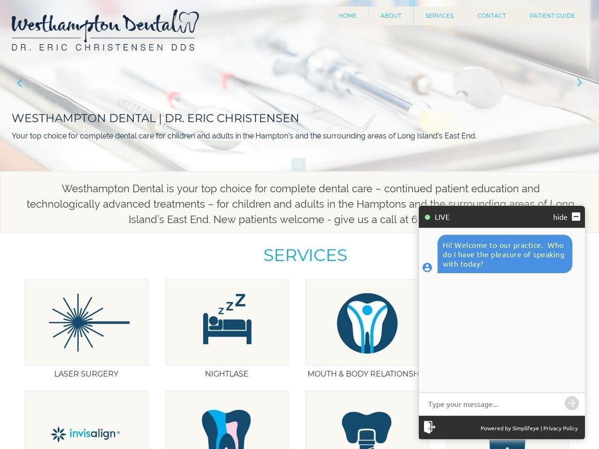 Westhampton Dental | Dr. Eric Christensen Website Screenshot from westhamptondental.com