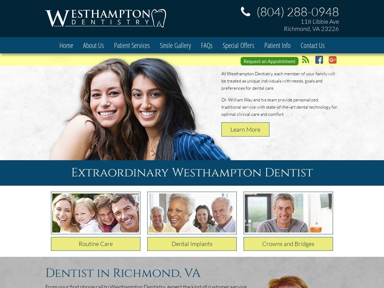 Westhampton Dentist Website Screenshot from westhamptondentistry.com