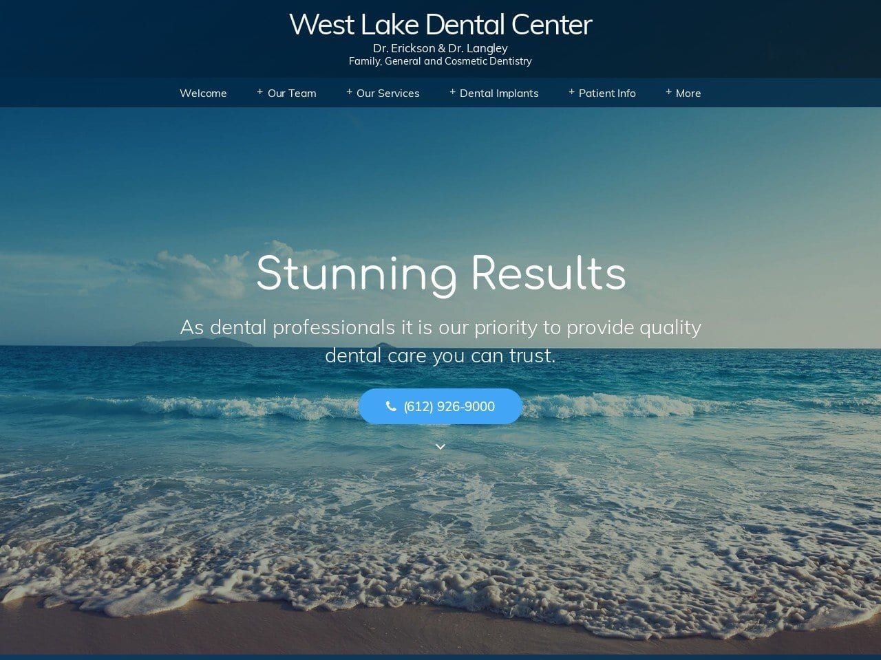Erickson Dentist Website Screenshot from westlakedentalmn.com