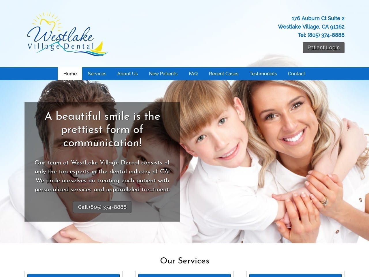 Westlake Village Dental Website Screenshot from westlakevillagedental.com