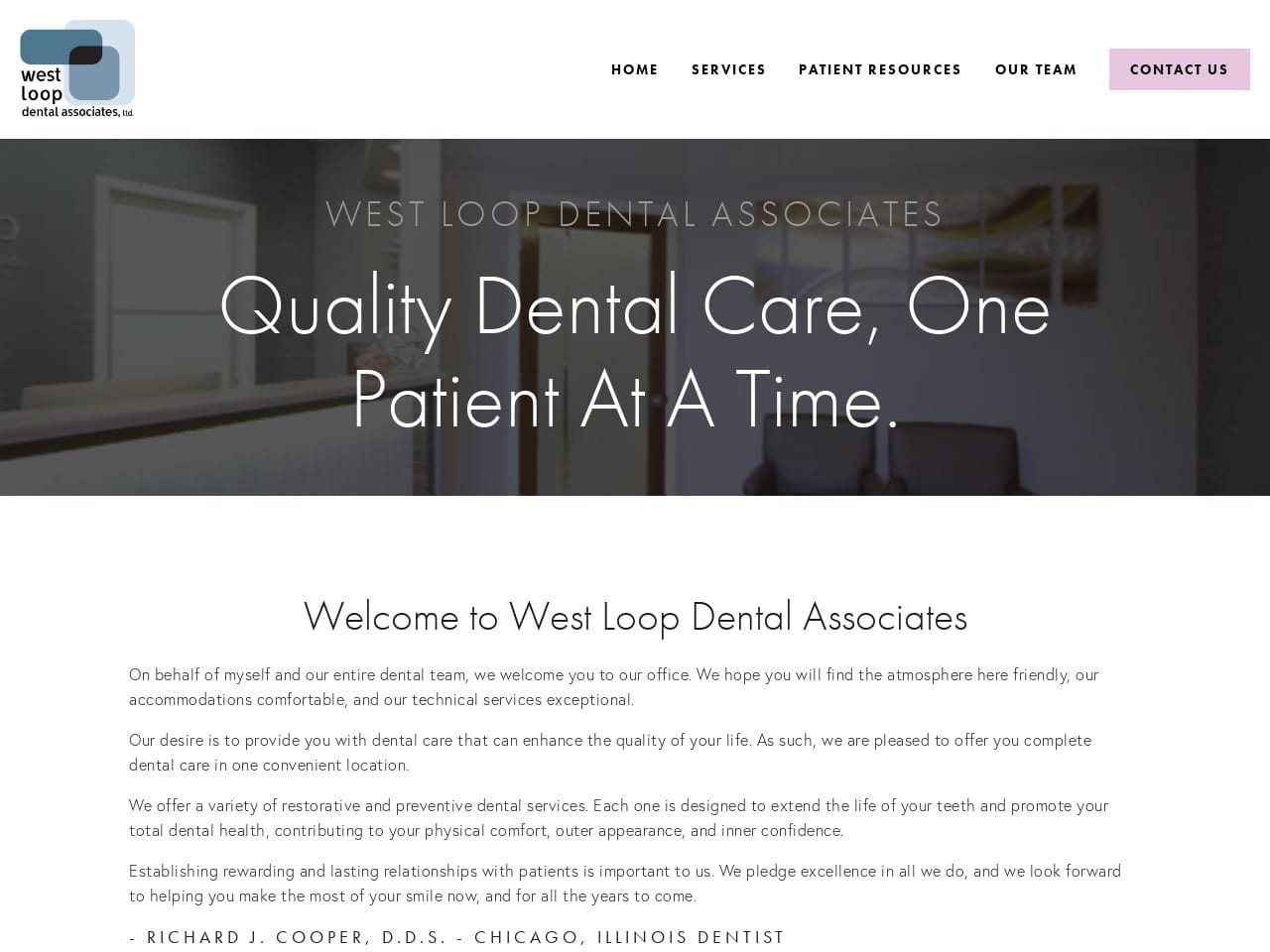 West Loop Dental Associates Website Screenshot from westloopdental.com