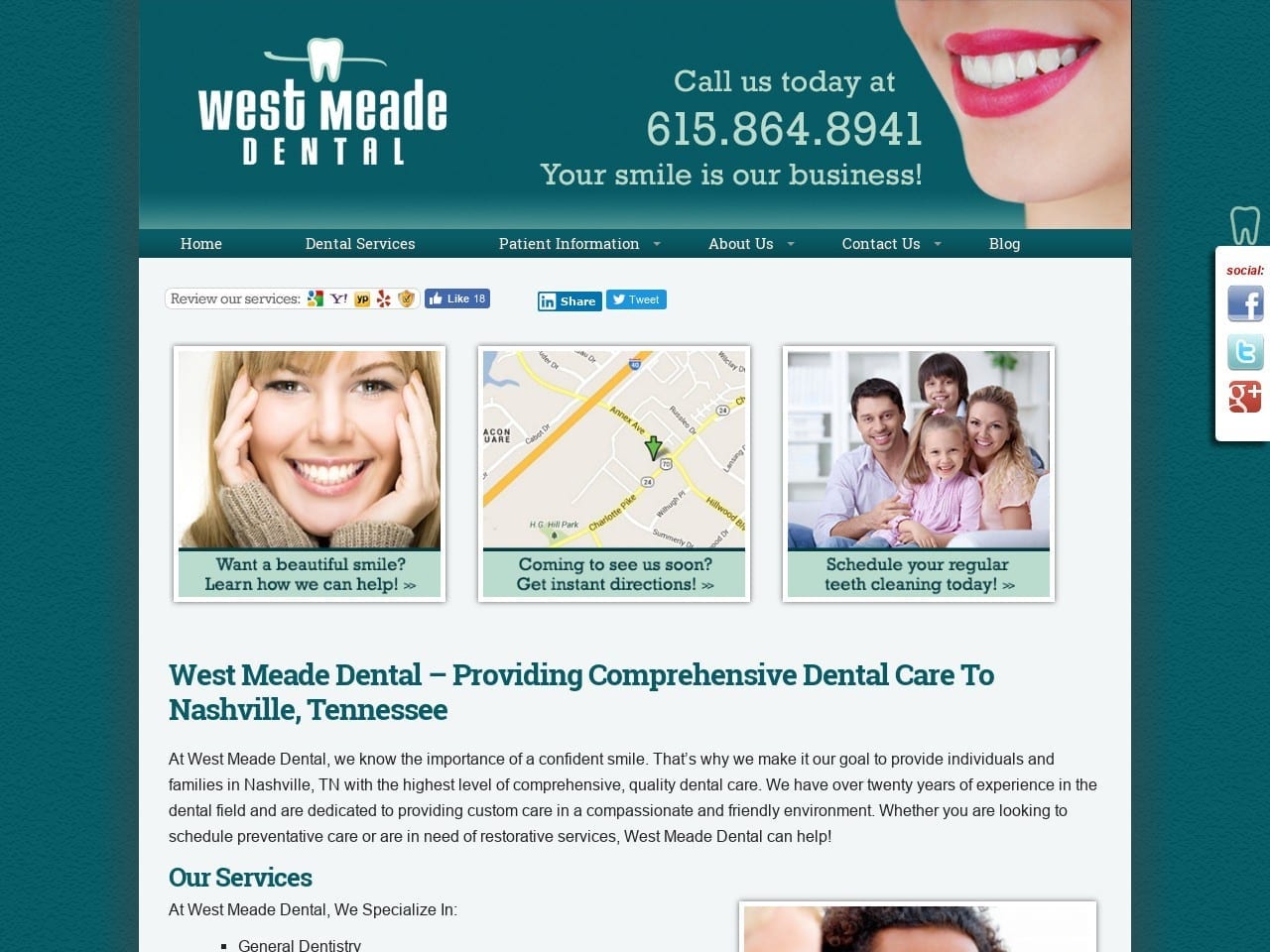 West Meade Dental Website Screenshot from westmeadedental.com