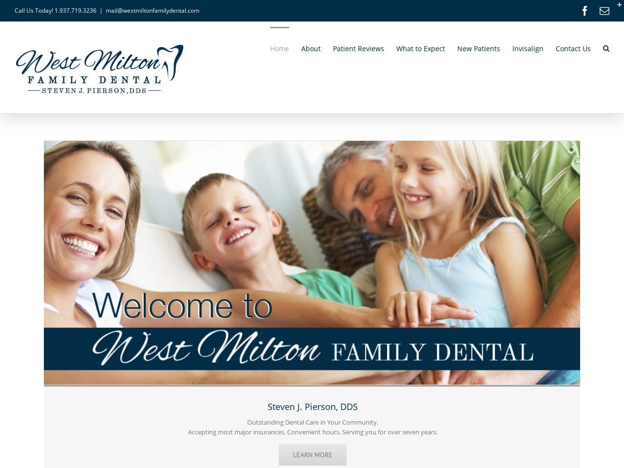 West Milton Family Dental Steven Pierson DDS Website Screenshot from westmiltonfamilydental.com