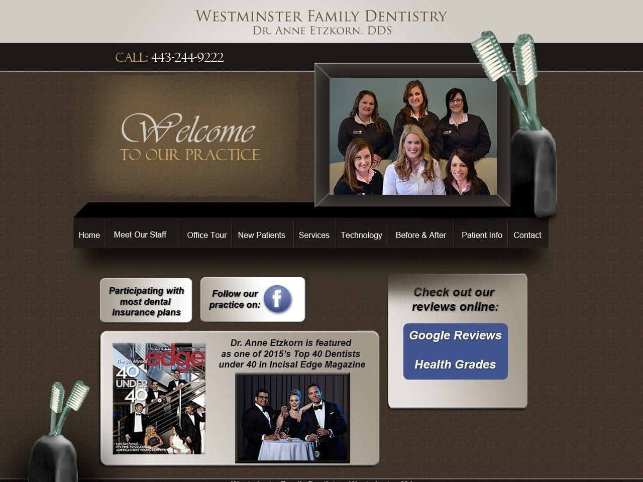Westminster Family Dentist Website Screenshot from westminster-dentistry.com